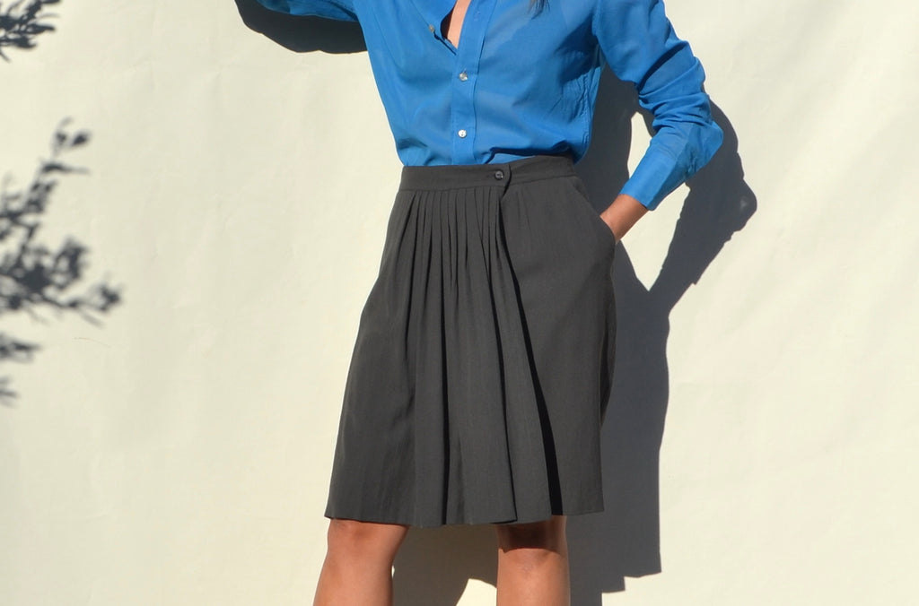Sportmax gray wool blend pleated skort