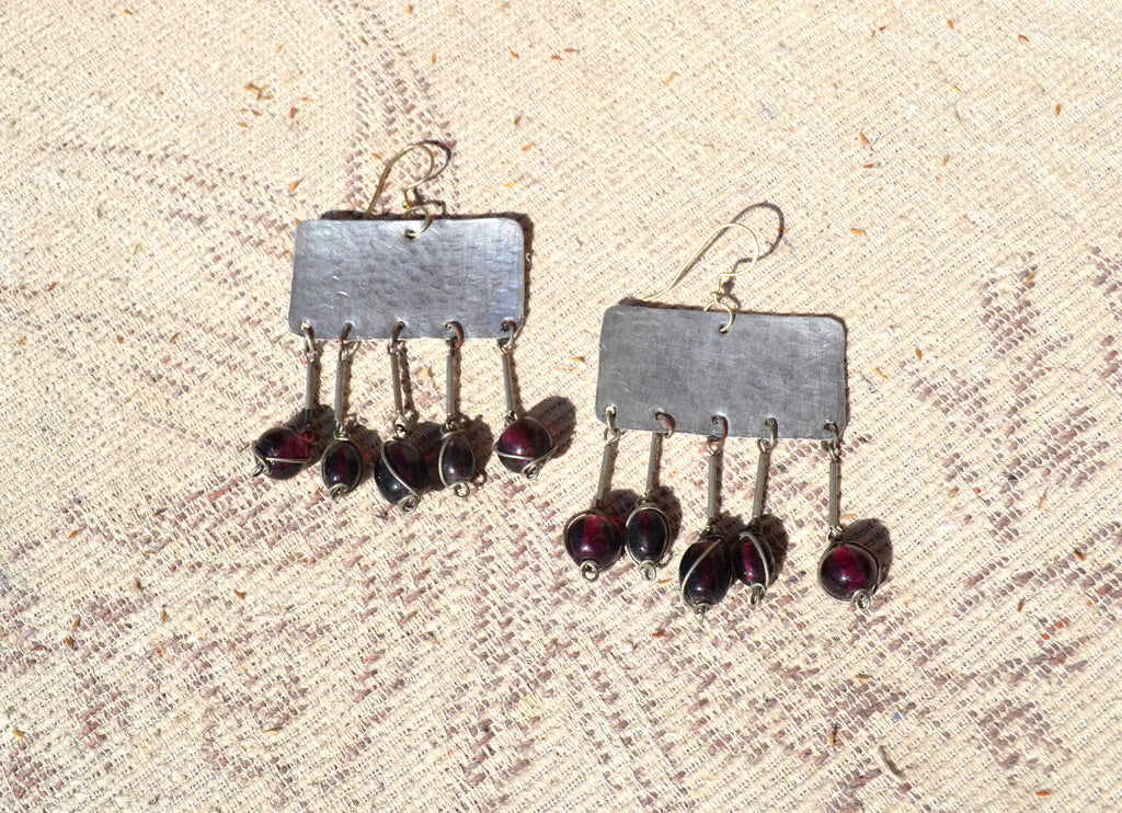 Boho earrings with handmade glass beads