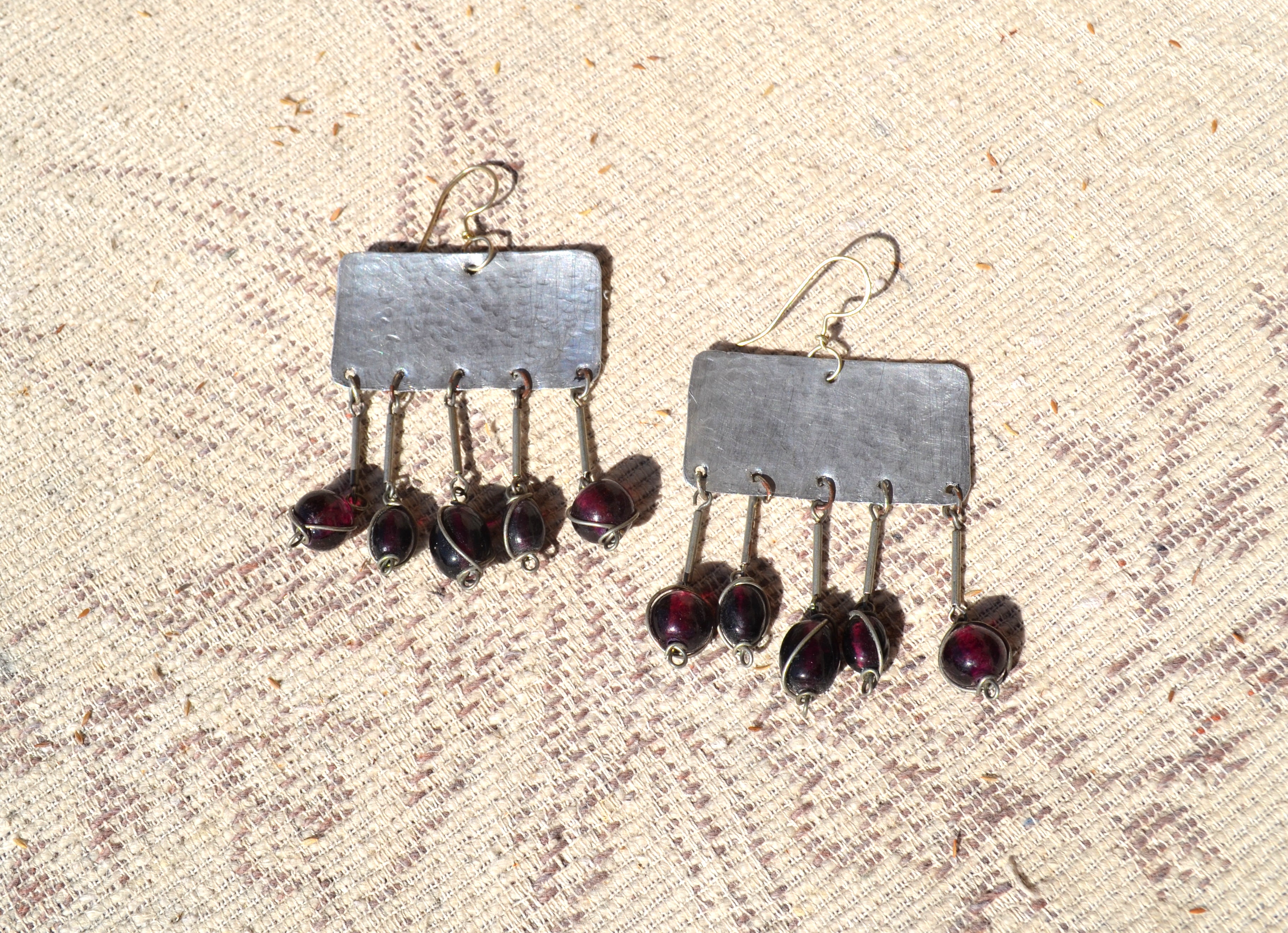 Boho earrings with handmade glass beads