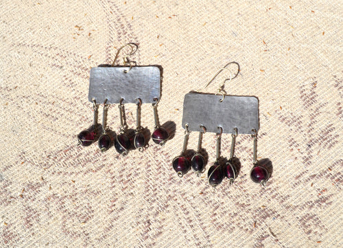 Boho earrings with handmade glass beads