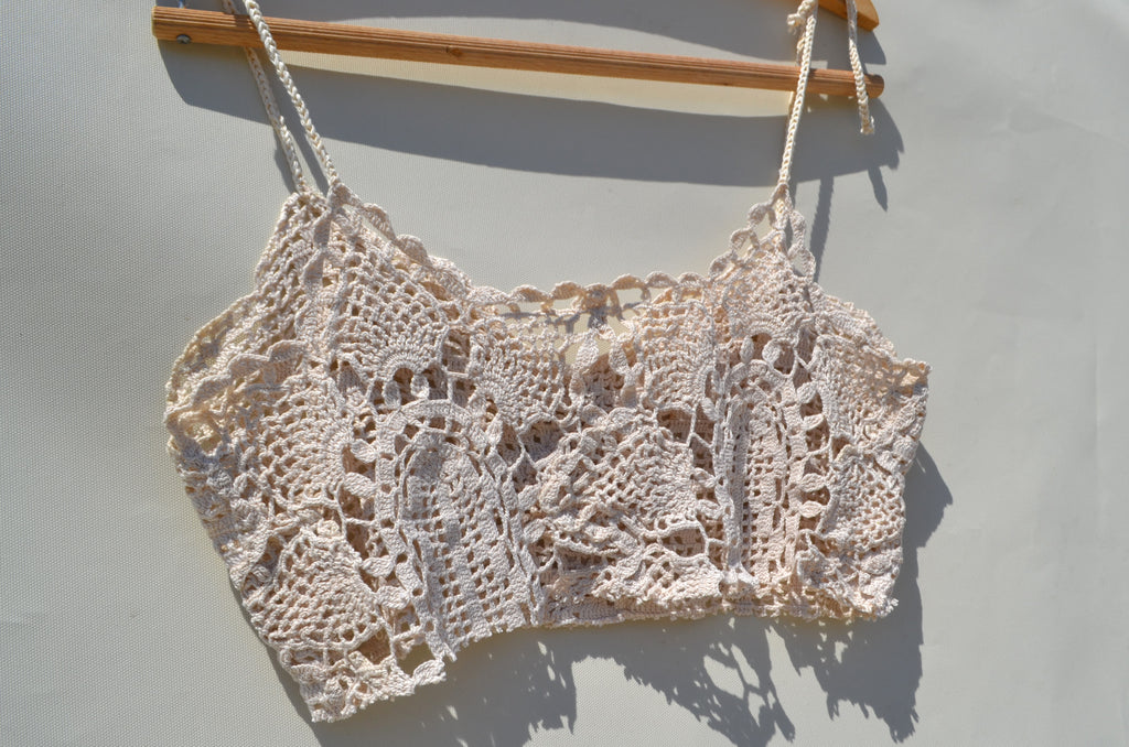 Crochet lace upcycled boho chic top
