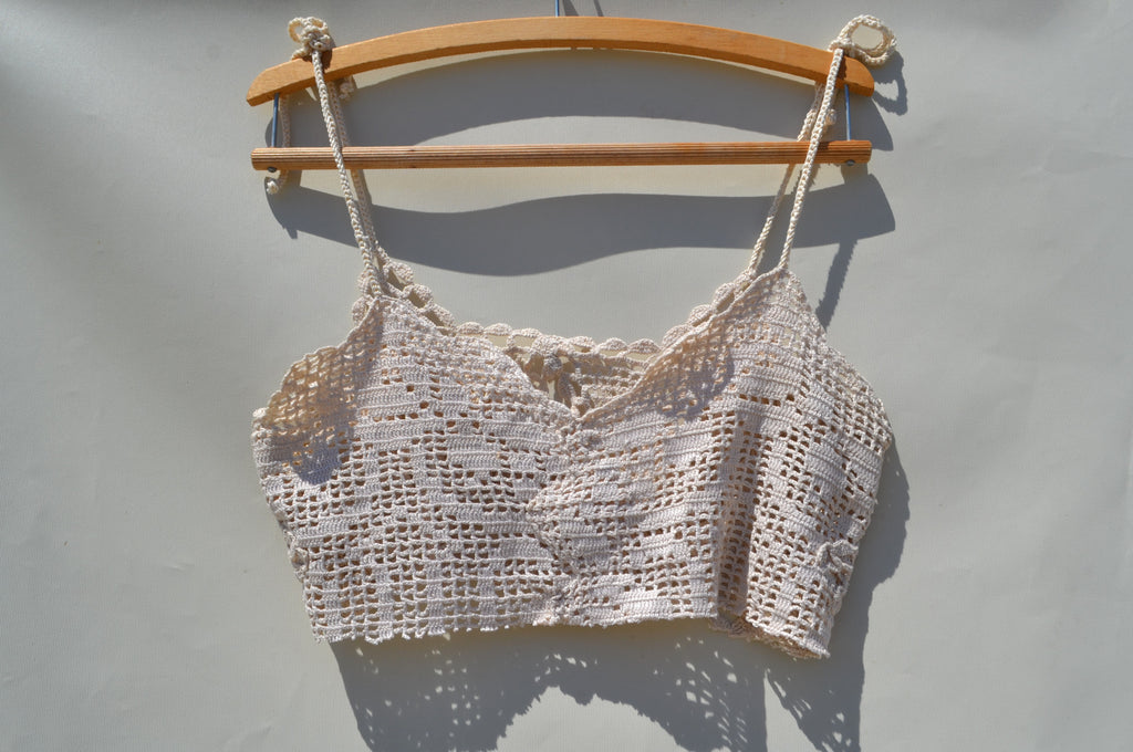 Crochet lace upcycled boho chic top