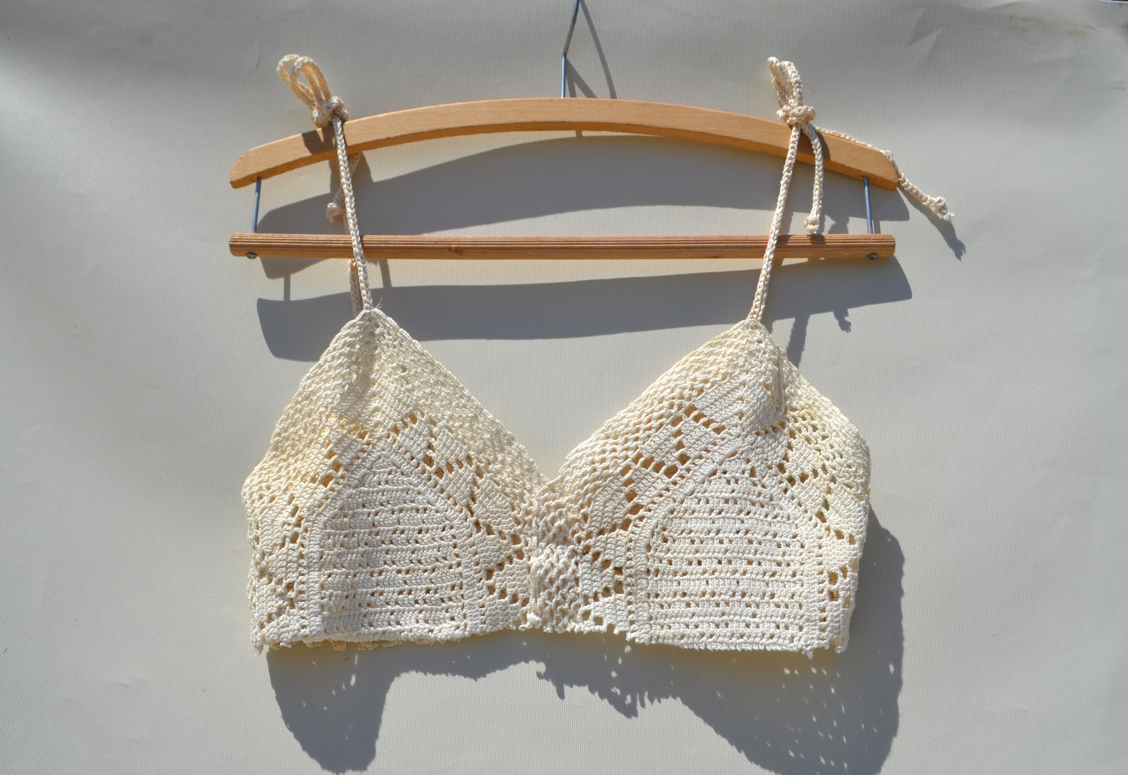 Handmade cotton crochet lace upcycled crop top