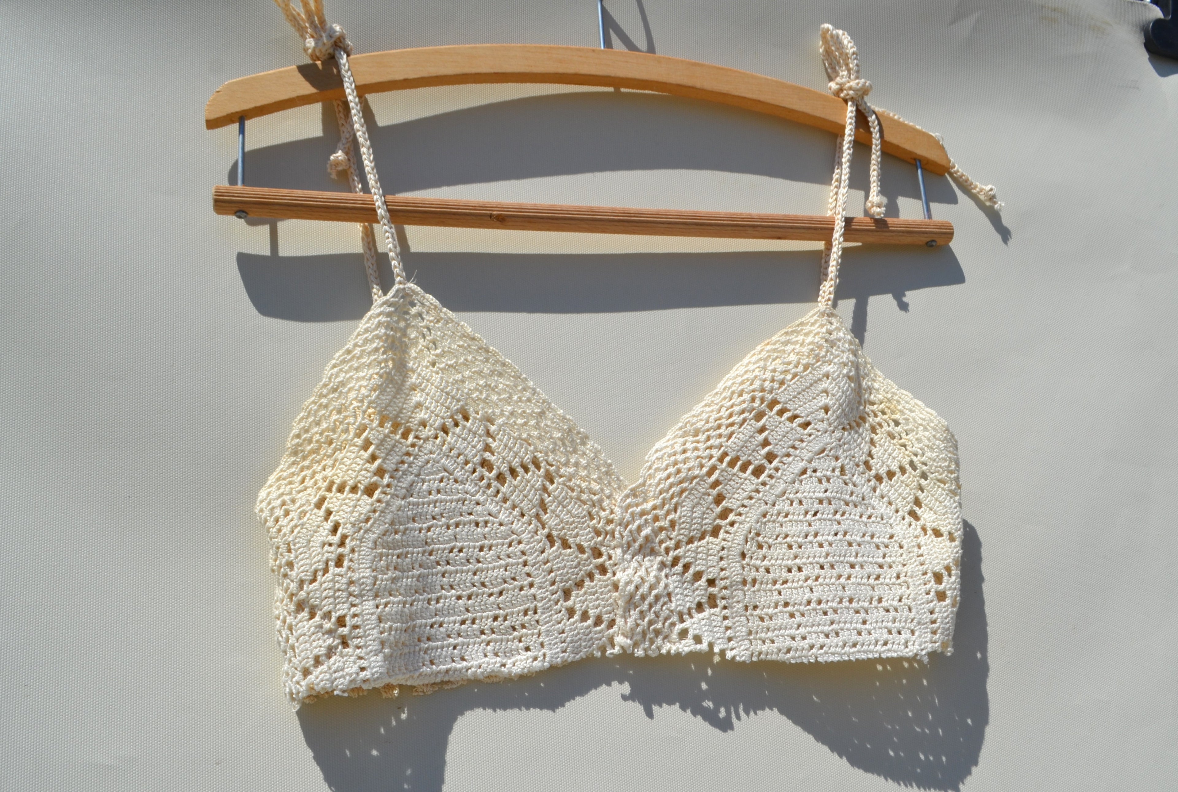 Handmade cotton crochet lace upcycled crop top