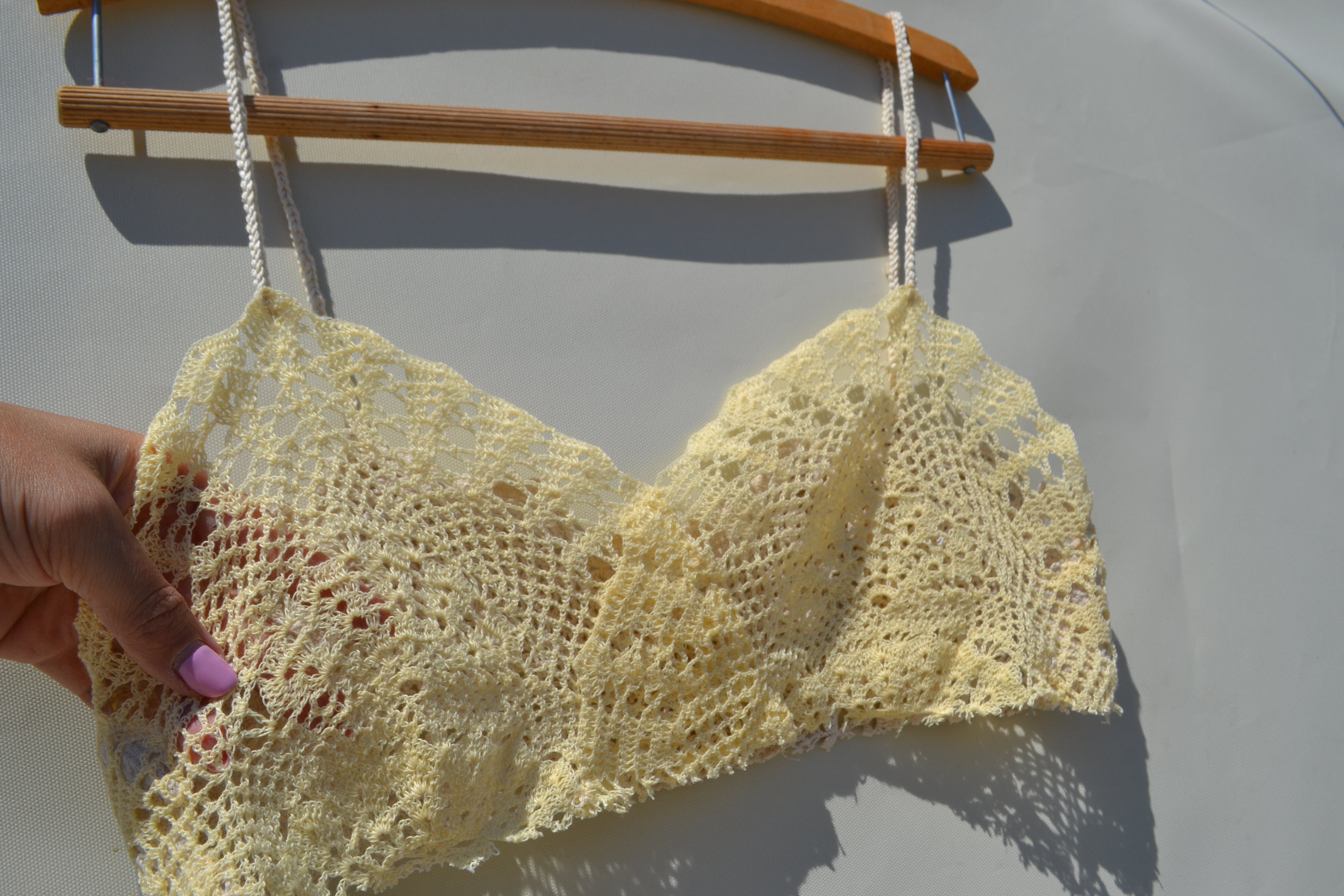 Flouo cream/beige crochet upcycled top