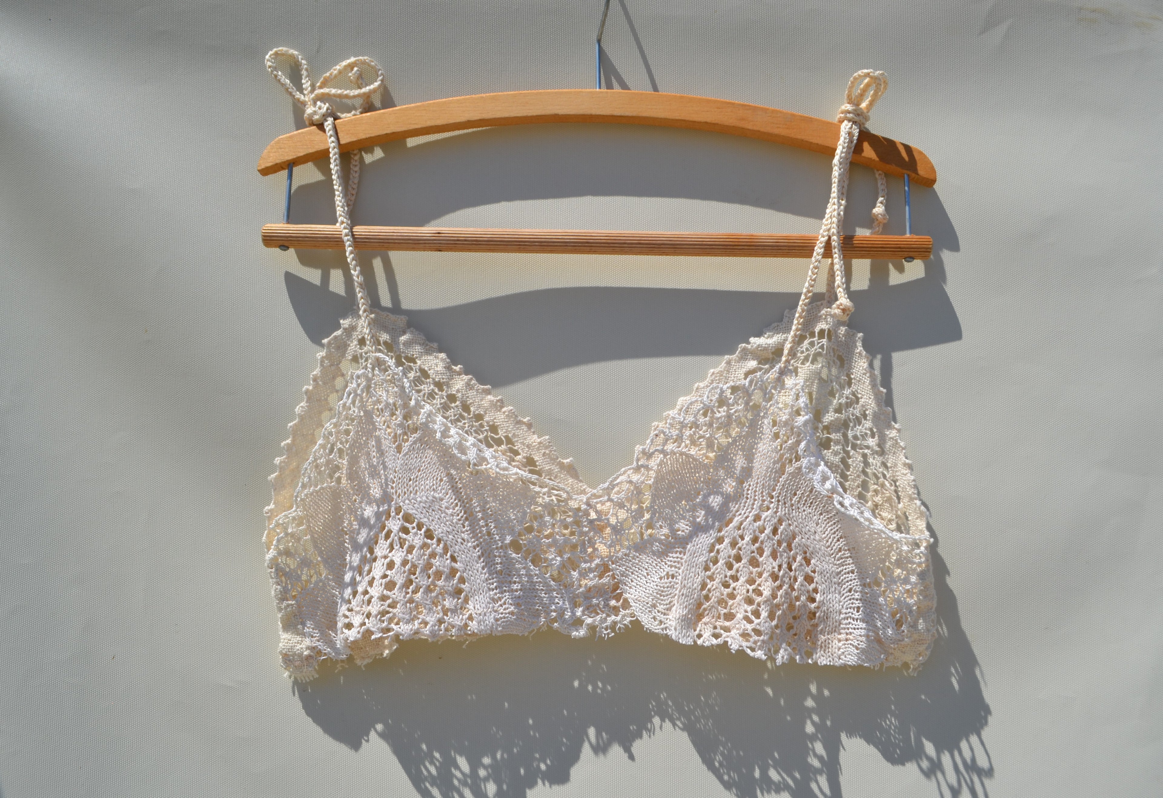 Cotton/linen crochet delicate lace upcycled top