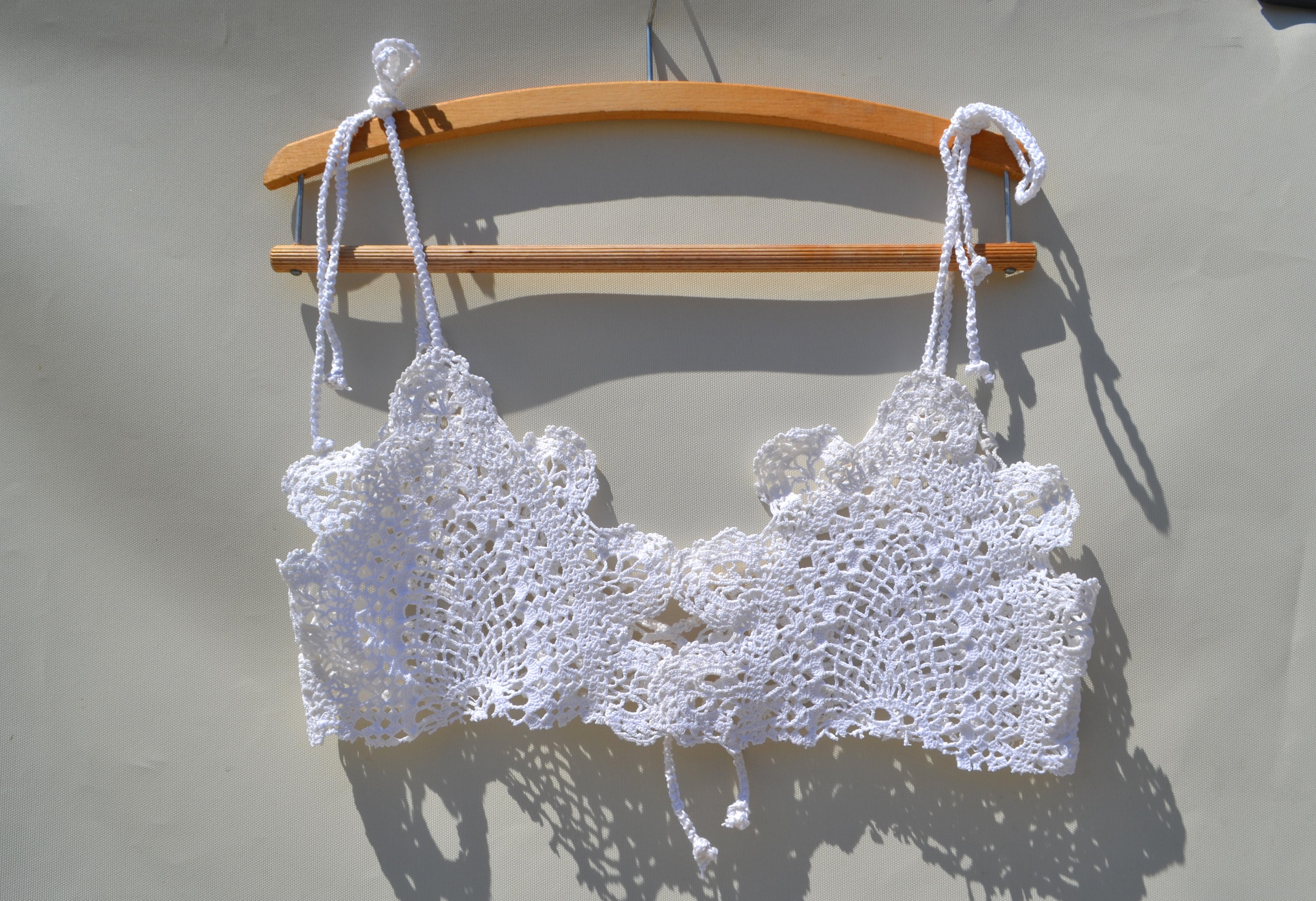 Cotton crochet delicate upcycled crop top