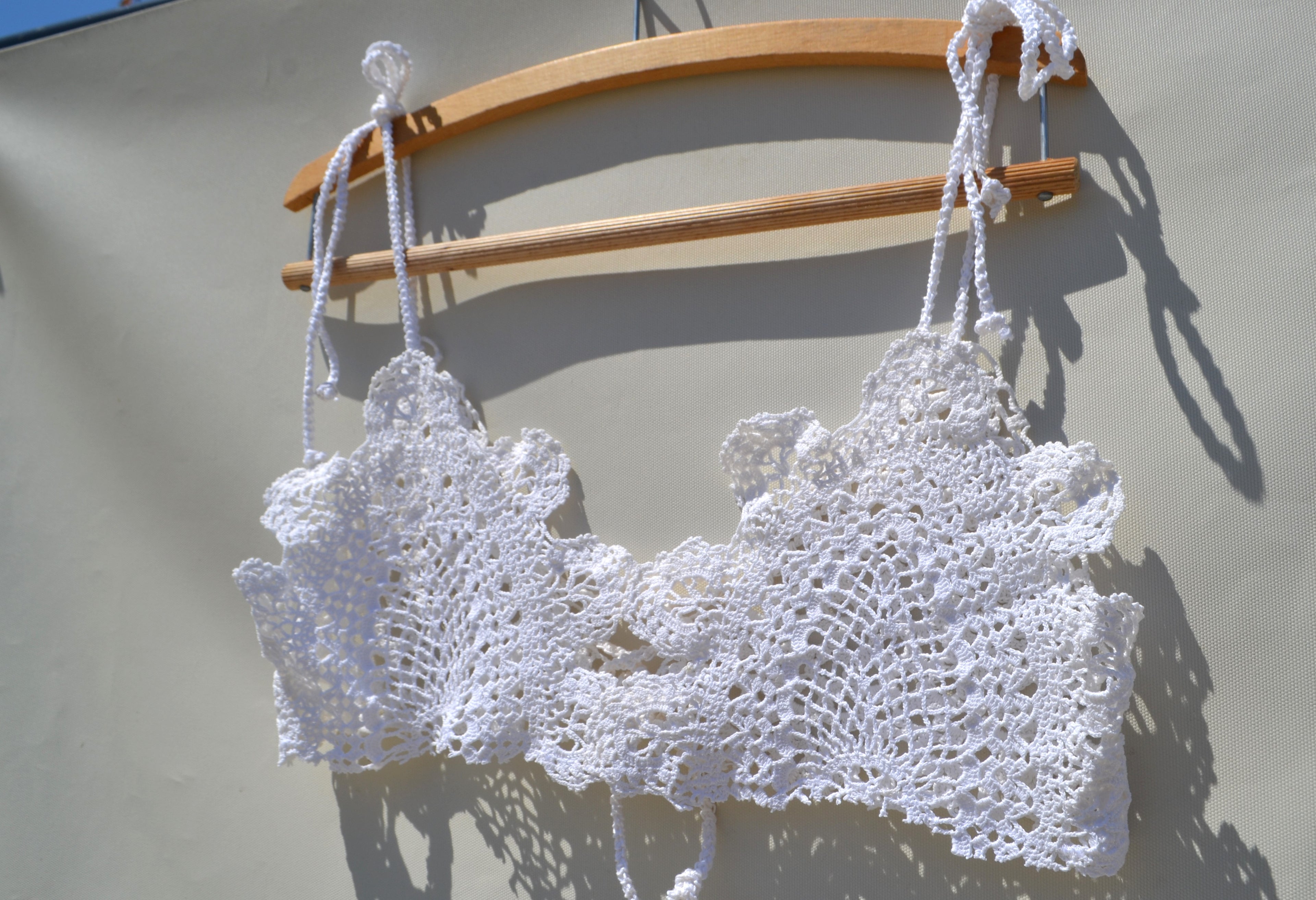 Cotton crochet delicate upcycled crop top