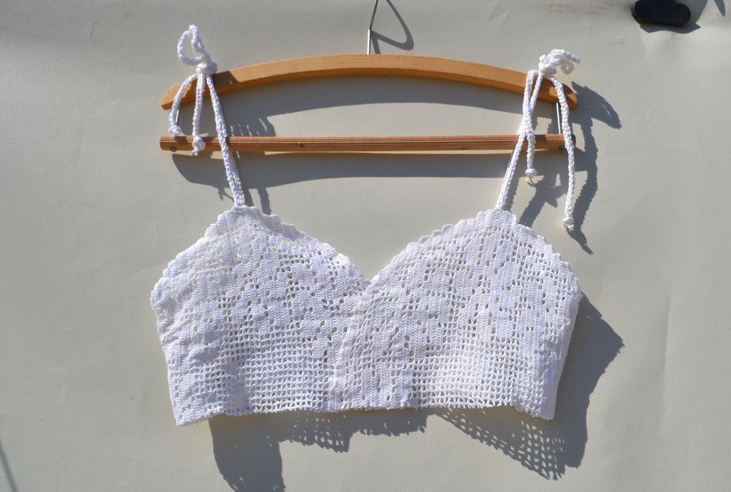 Cotton crochet upcycled crop top