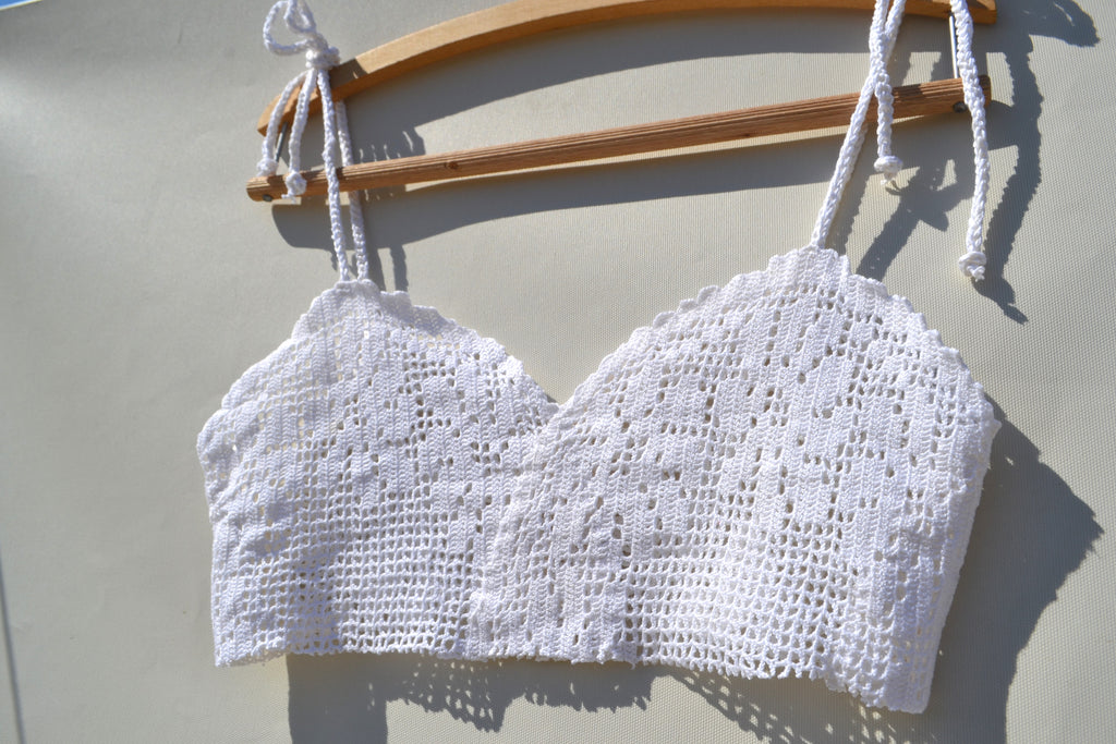 Cotton crochet upcycled crop top