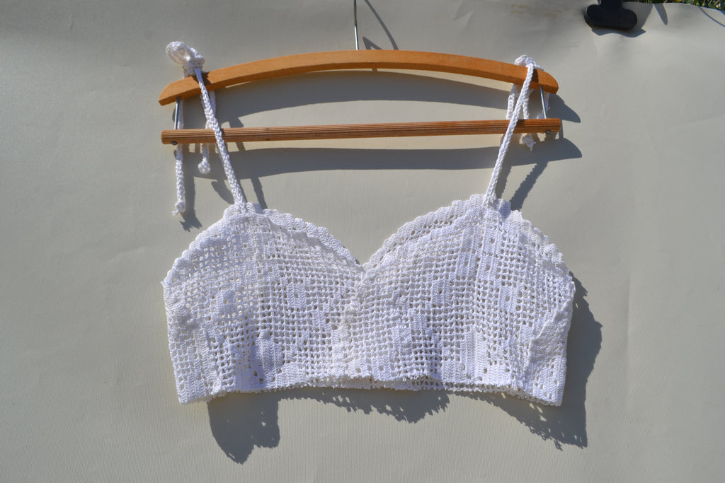 Cotton crochet upcycled crop top