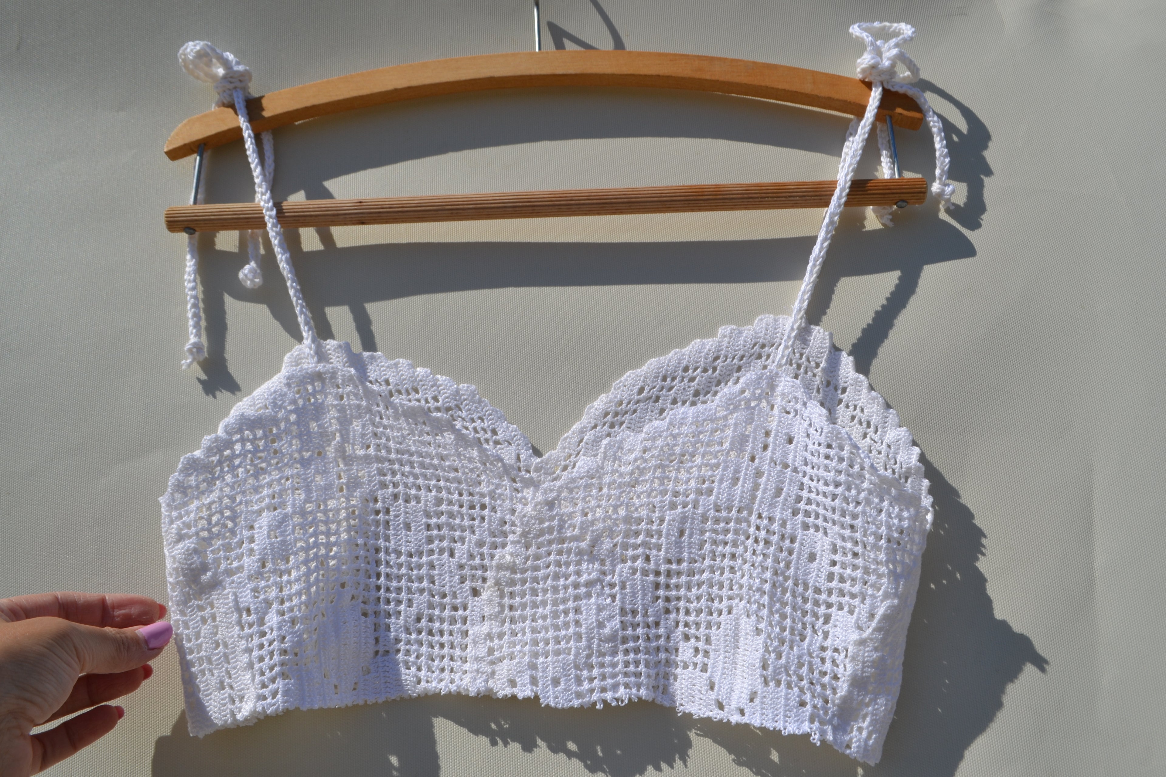 Cotton crochet upcycled crop top