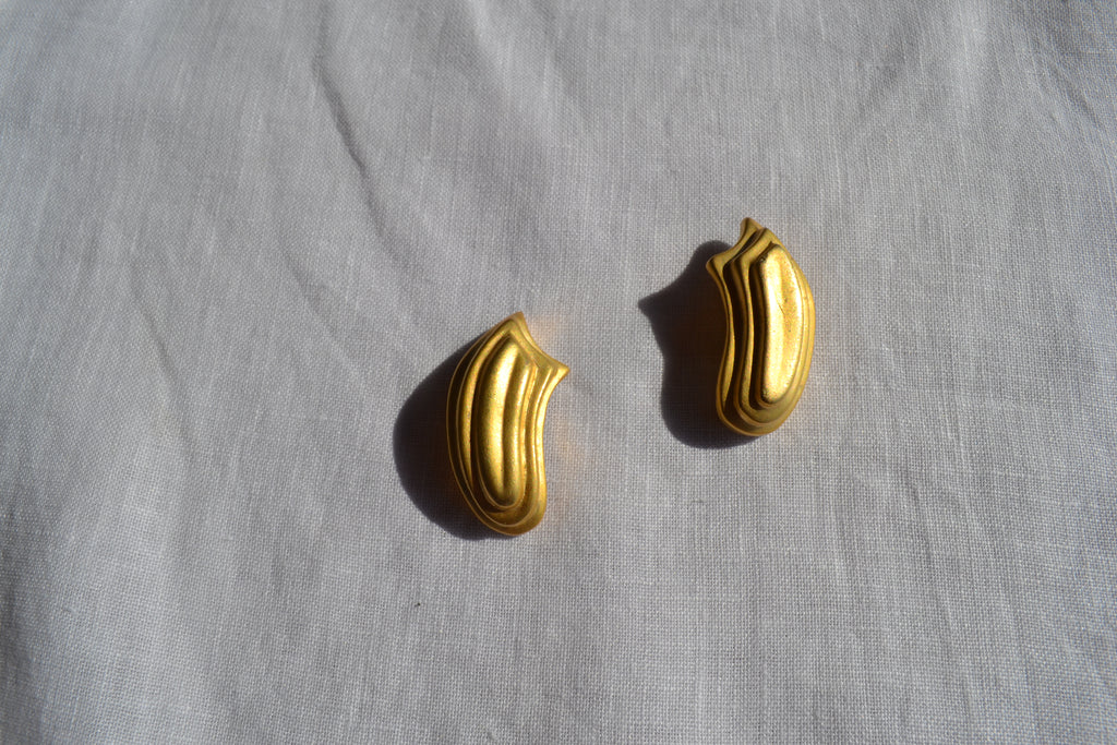 Gold brass earrings,clip on earrings.