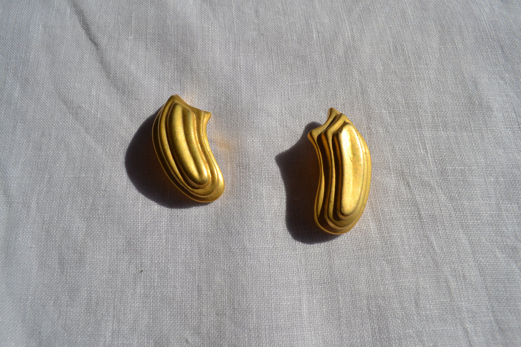 Gold brass earrings,clip on earrings.