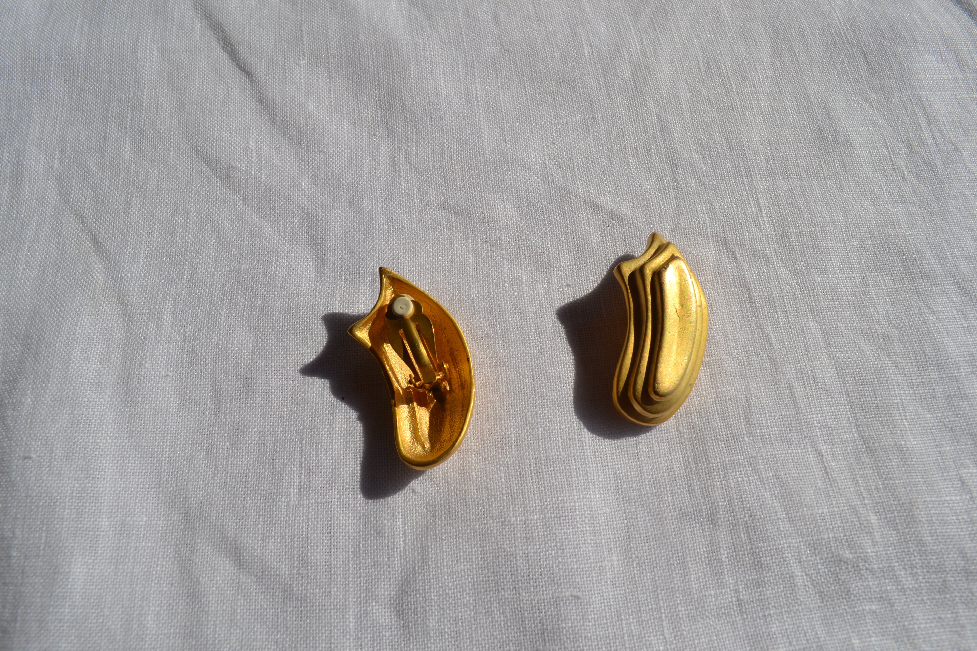 Gold brass earrings,clip on earrings.