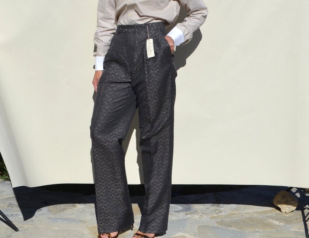Christian Dior Gray Jacquard Pants
