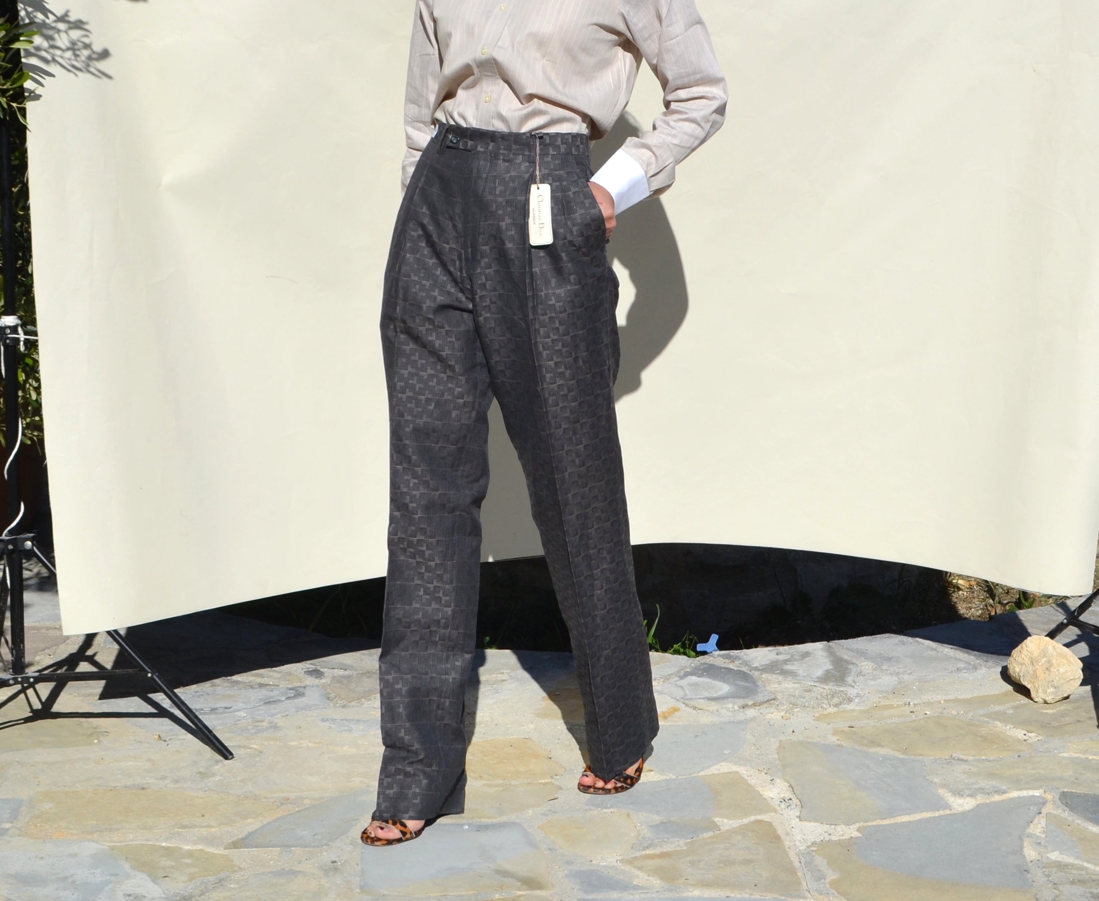 Christian Dior Gray Jacquard Pants