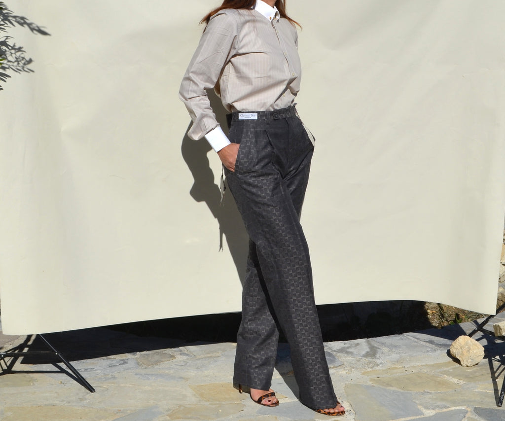 Christian Dior Gray Jacquard Pants