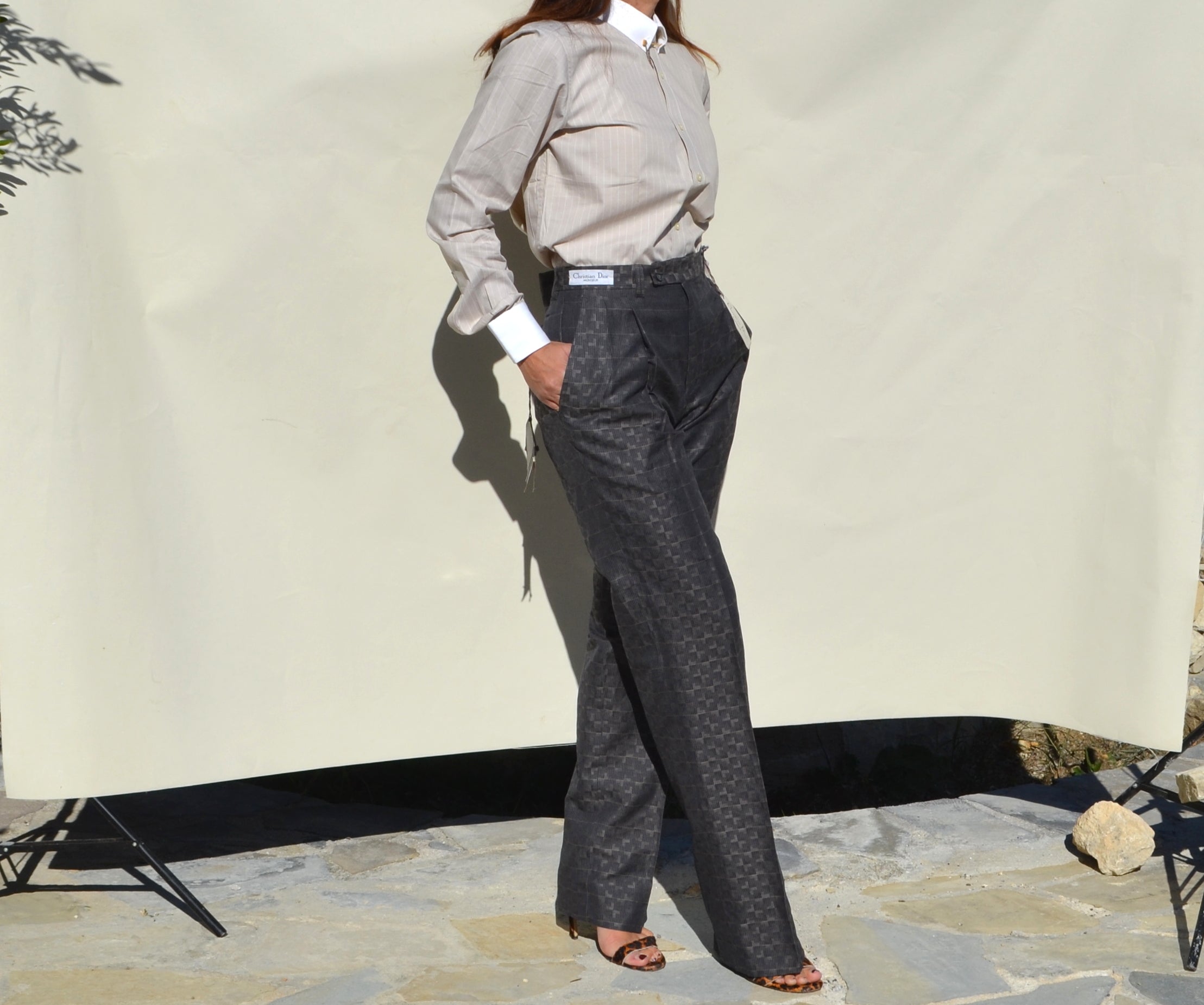 Christian Dior Gray Jacquard Pants