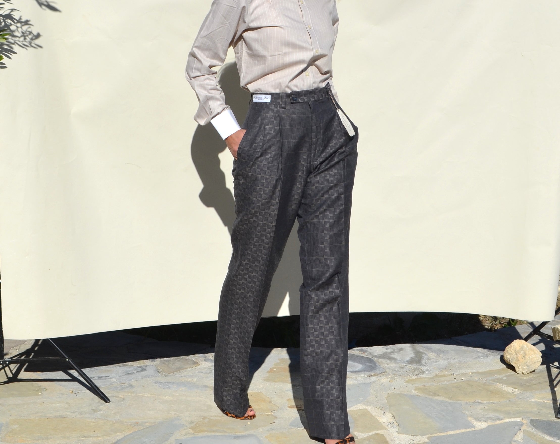Christian Dior Gray Jacquard Pants