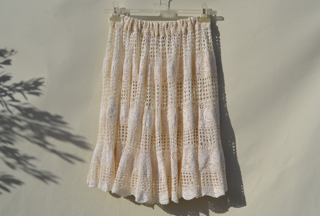 Cream handmade cotton crochet skirt