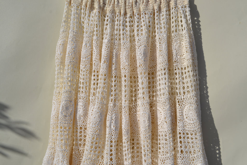 Cream handmade cotton crochet skirt