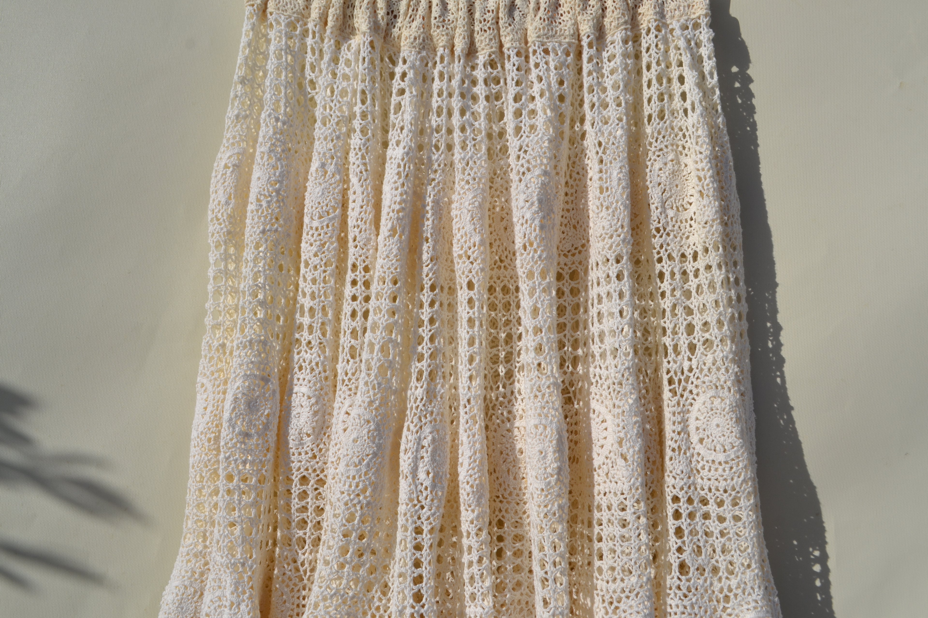 Cream handmade cotton crochet skirt