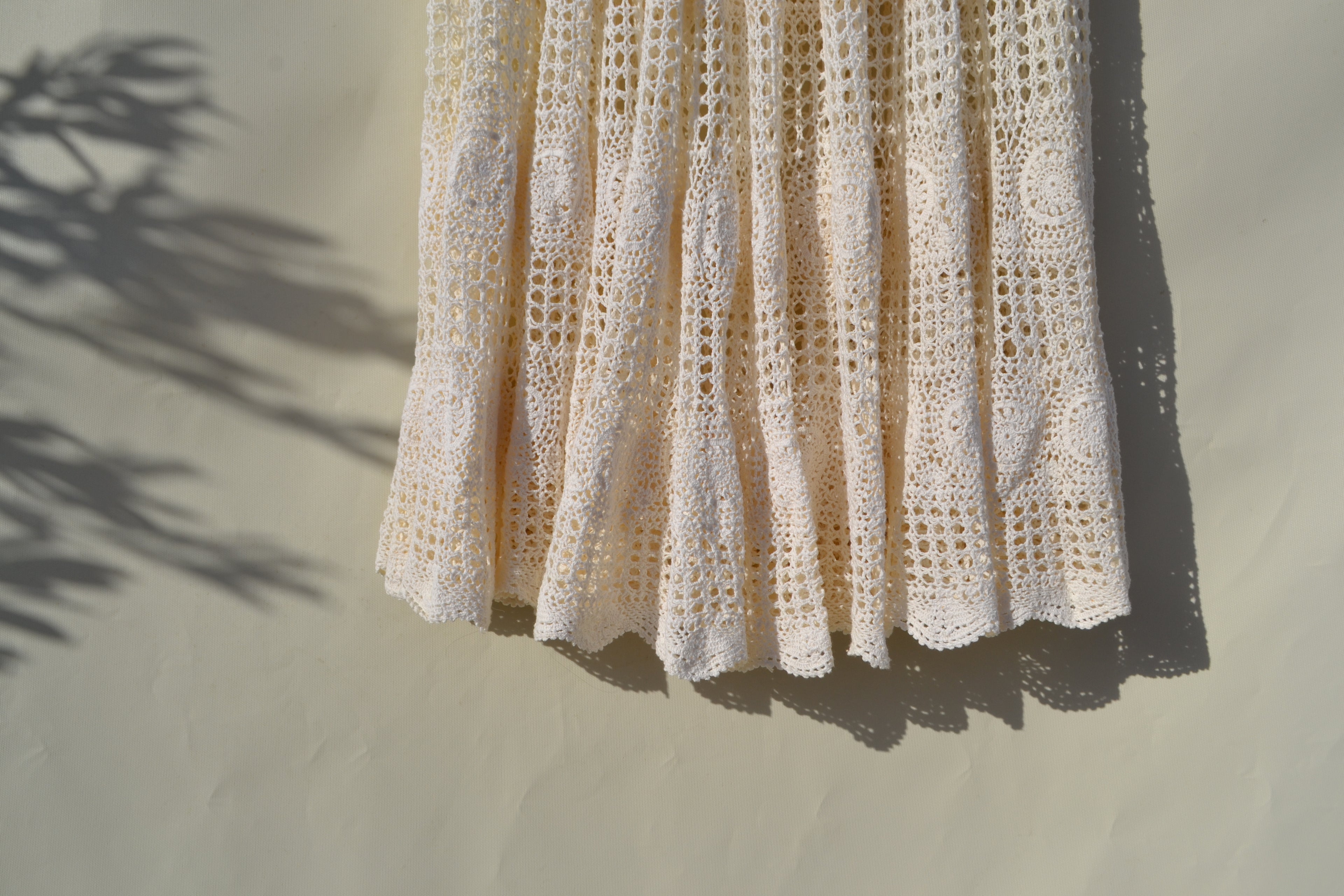 Cream handmade cotton crochet skirt