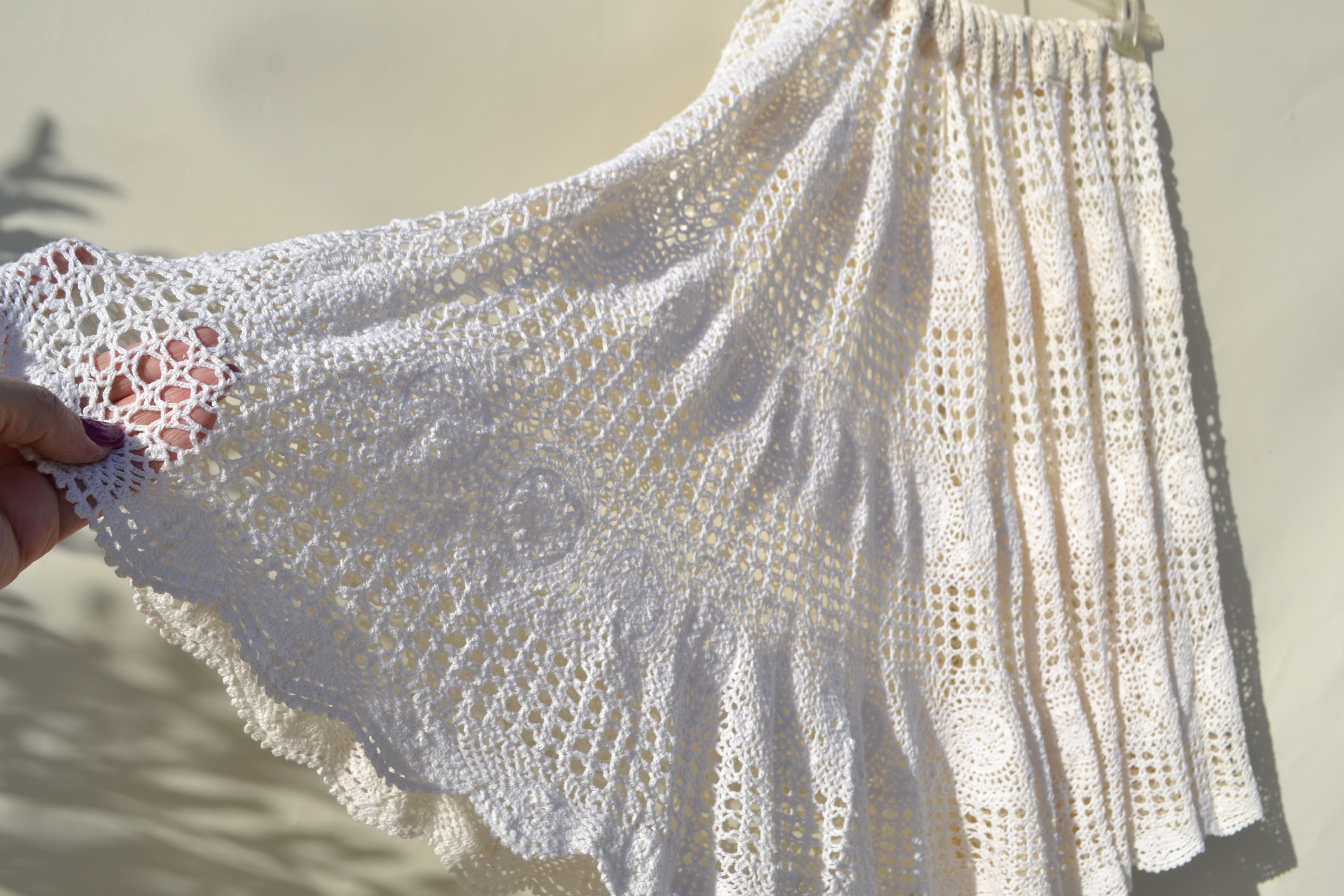 Cream handmade cotton crochet skirt