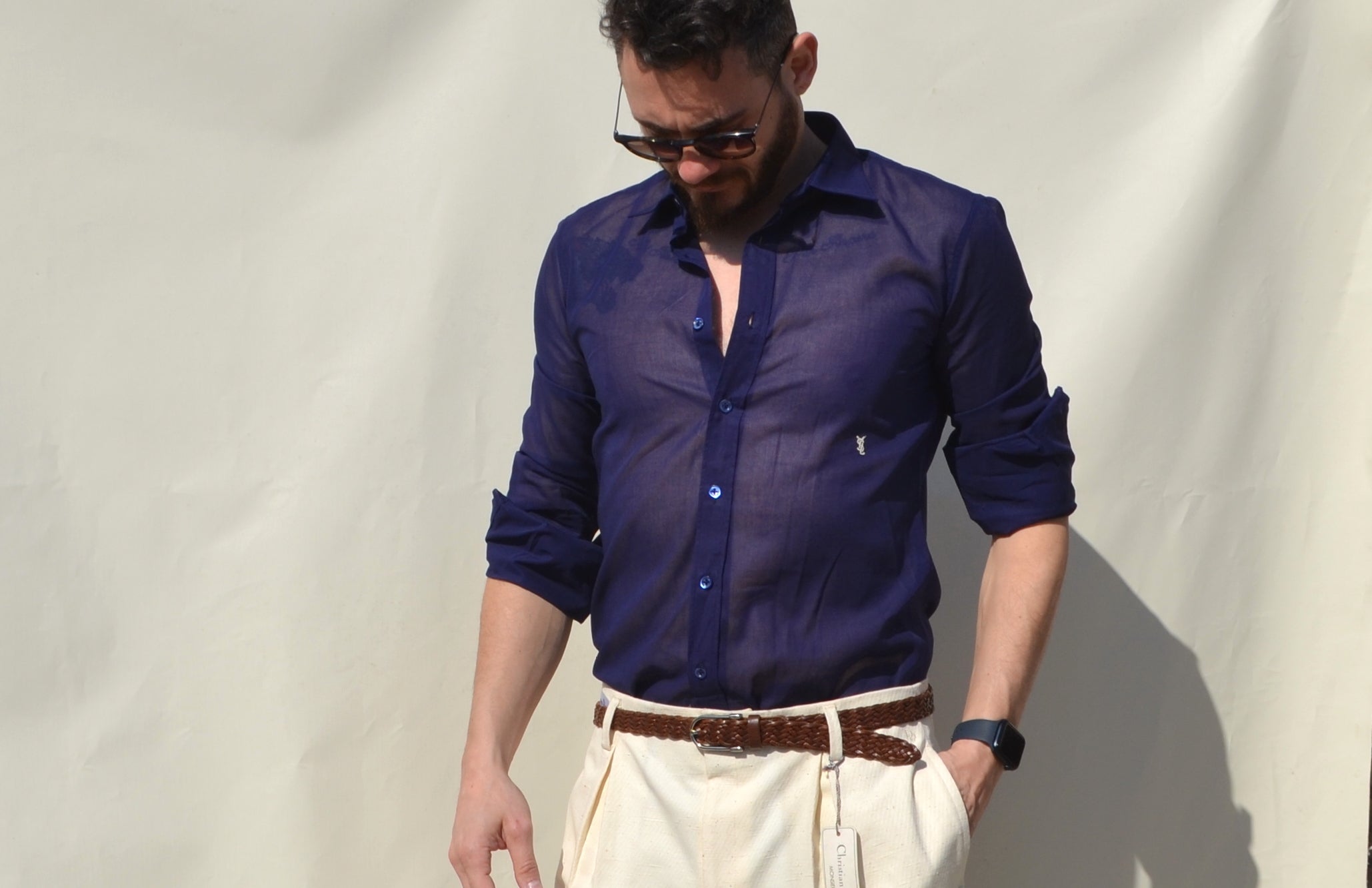 Yves Saint Laurent blue 70/80 shirt