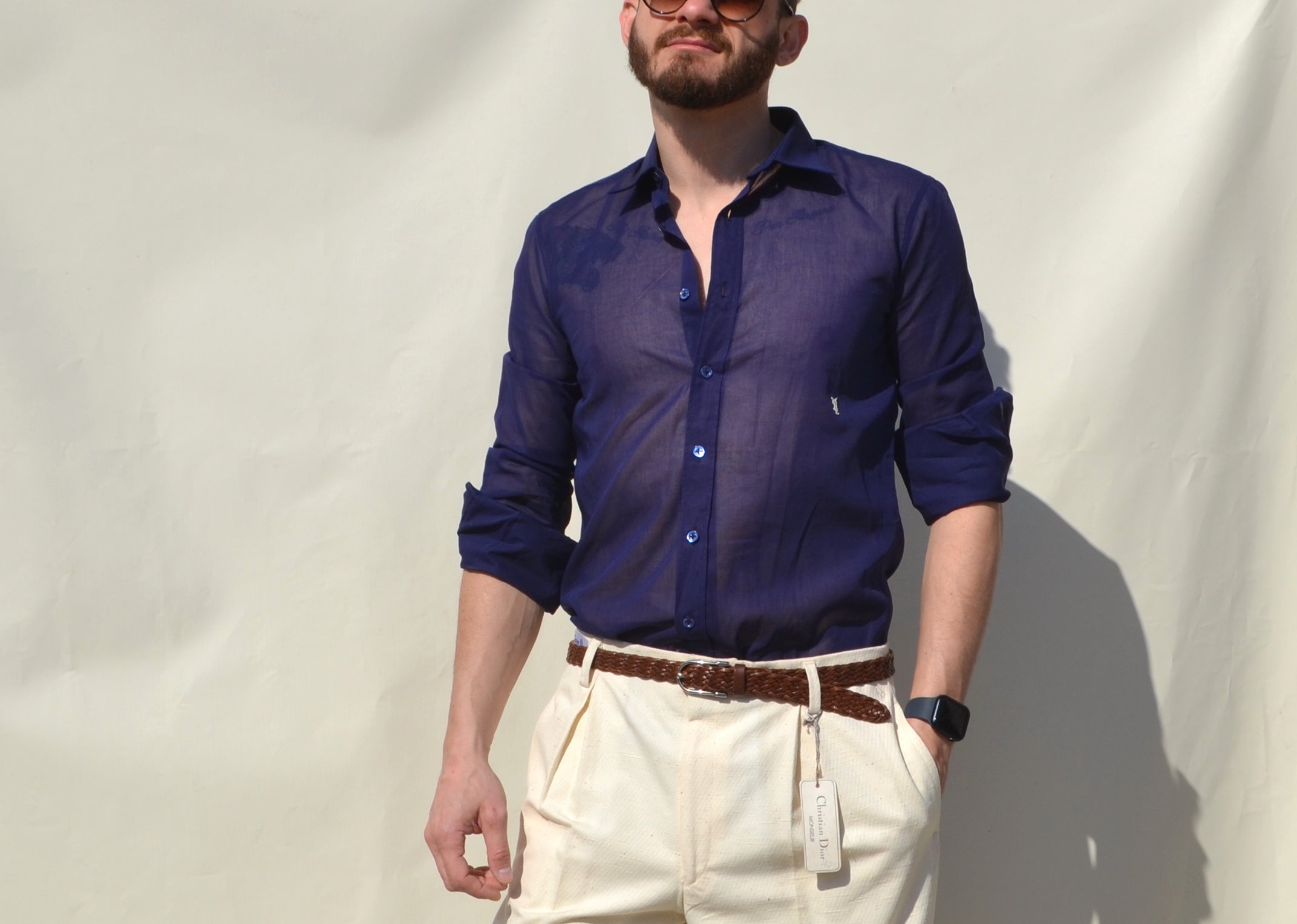 Yves Saint Laurent blue 70/80 shirt
