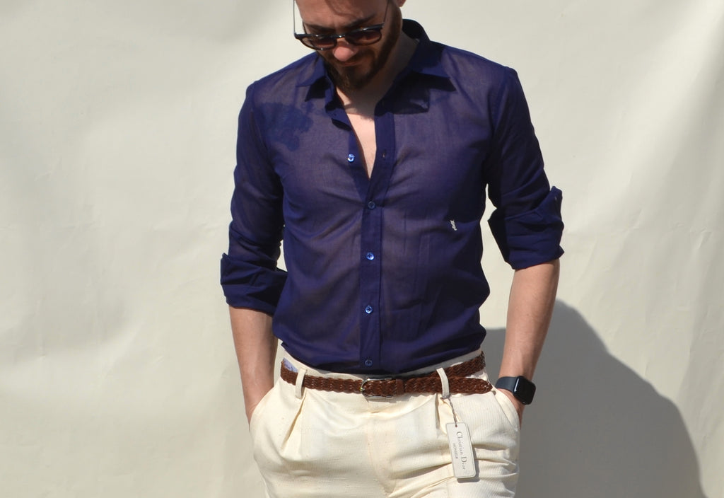 Yves Saint Laurent blue 70/80 shirt