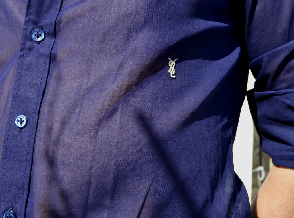 Yves Saint Laurent blue 70/80 shirt