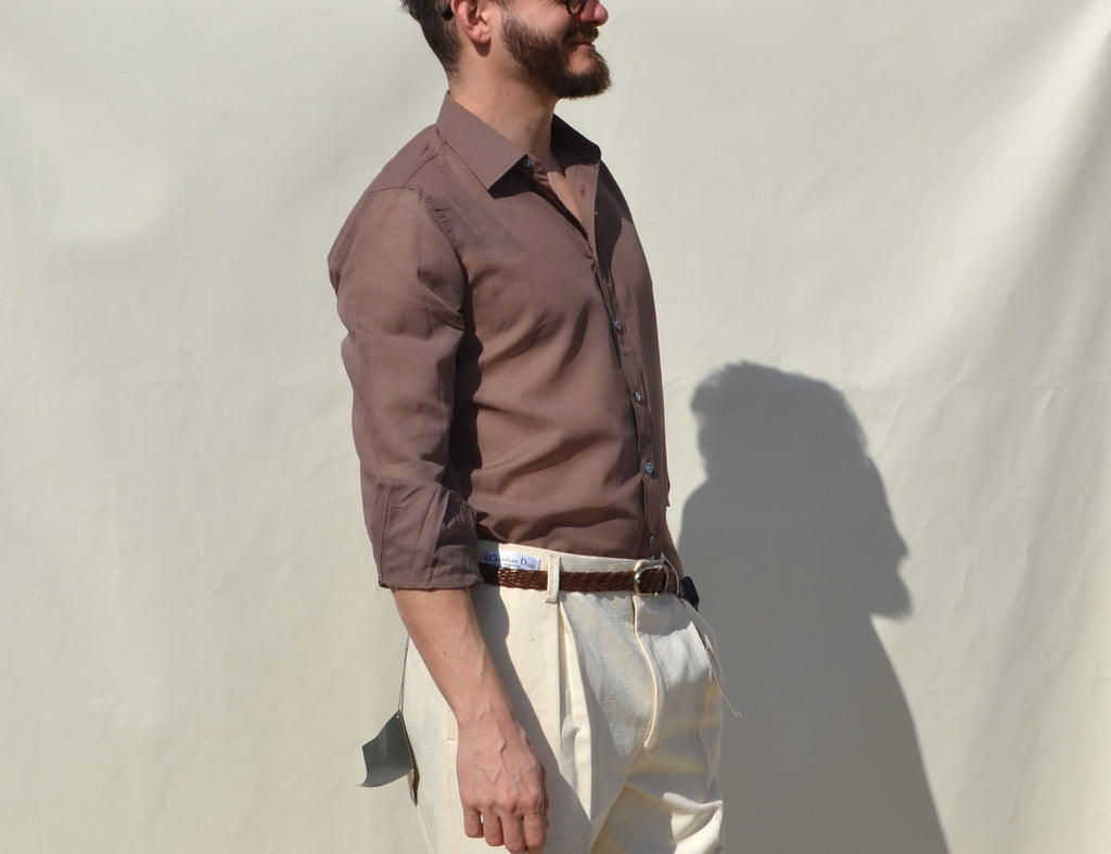 Yves Saint Laurent cocoa brown 70s/80s shirt