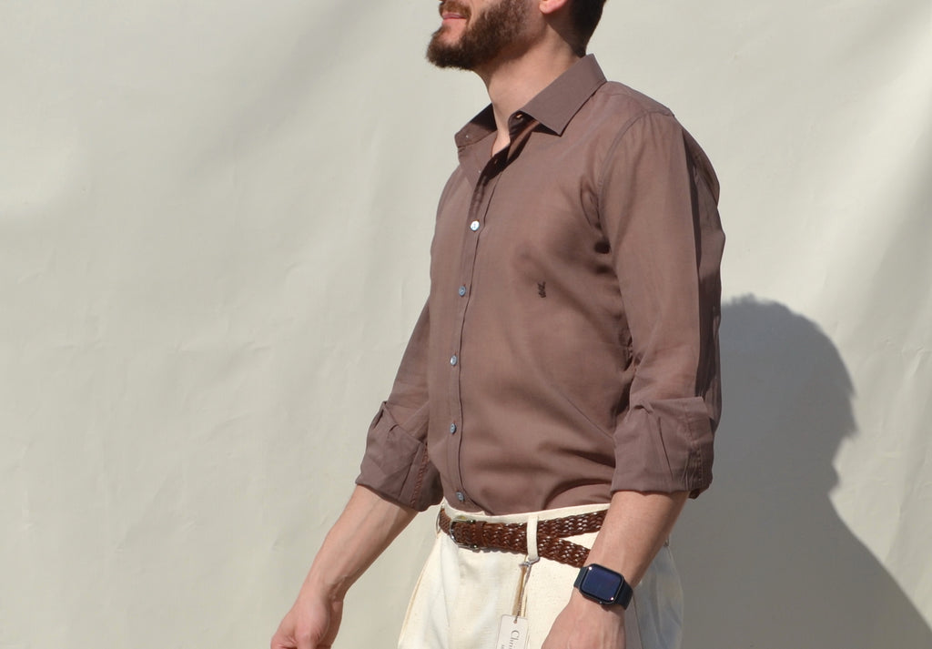 Yves Saint Laurent cocoa brown 70s/80s shirt
