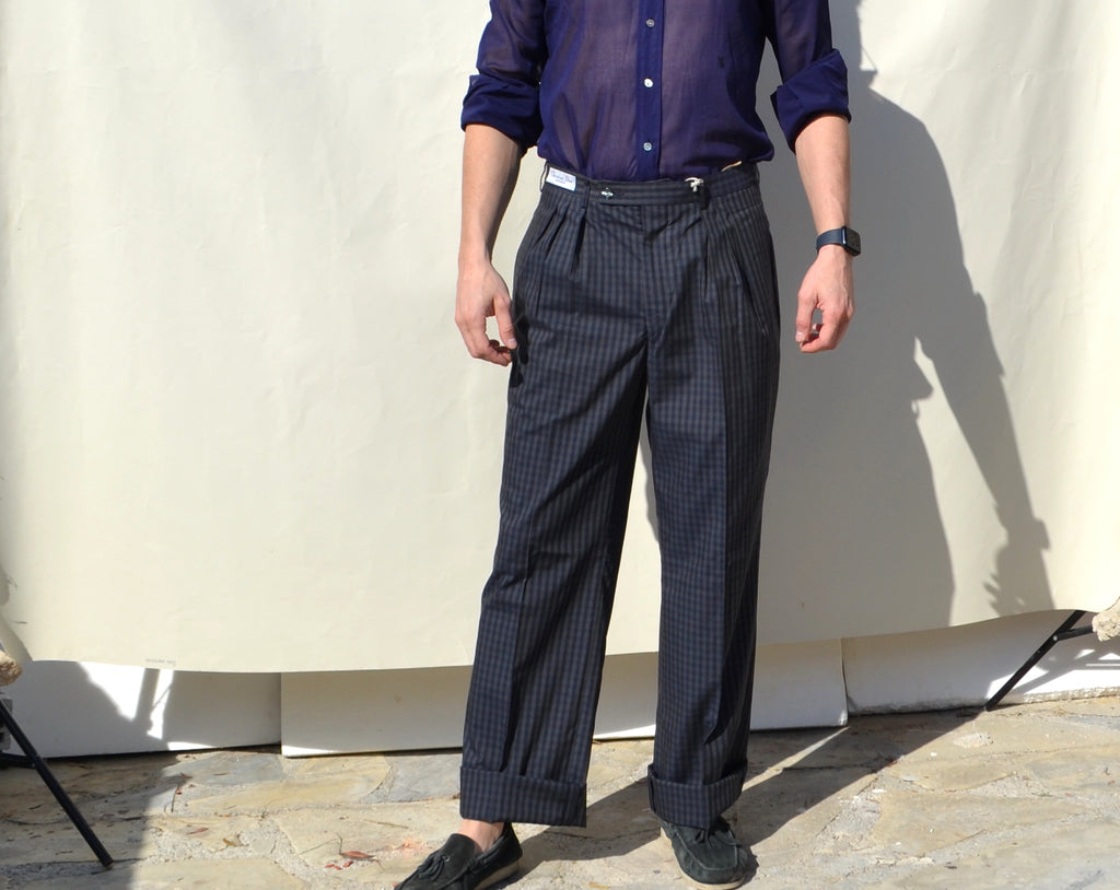 Christian Dior 80s/90s stock blue/gray plaided pants