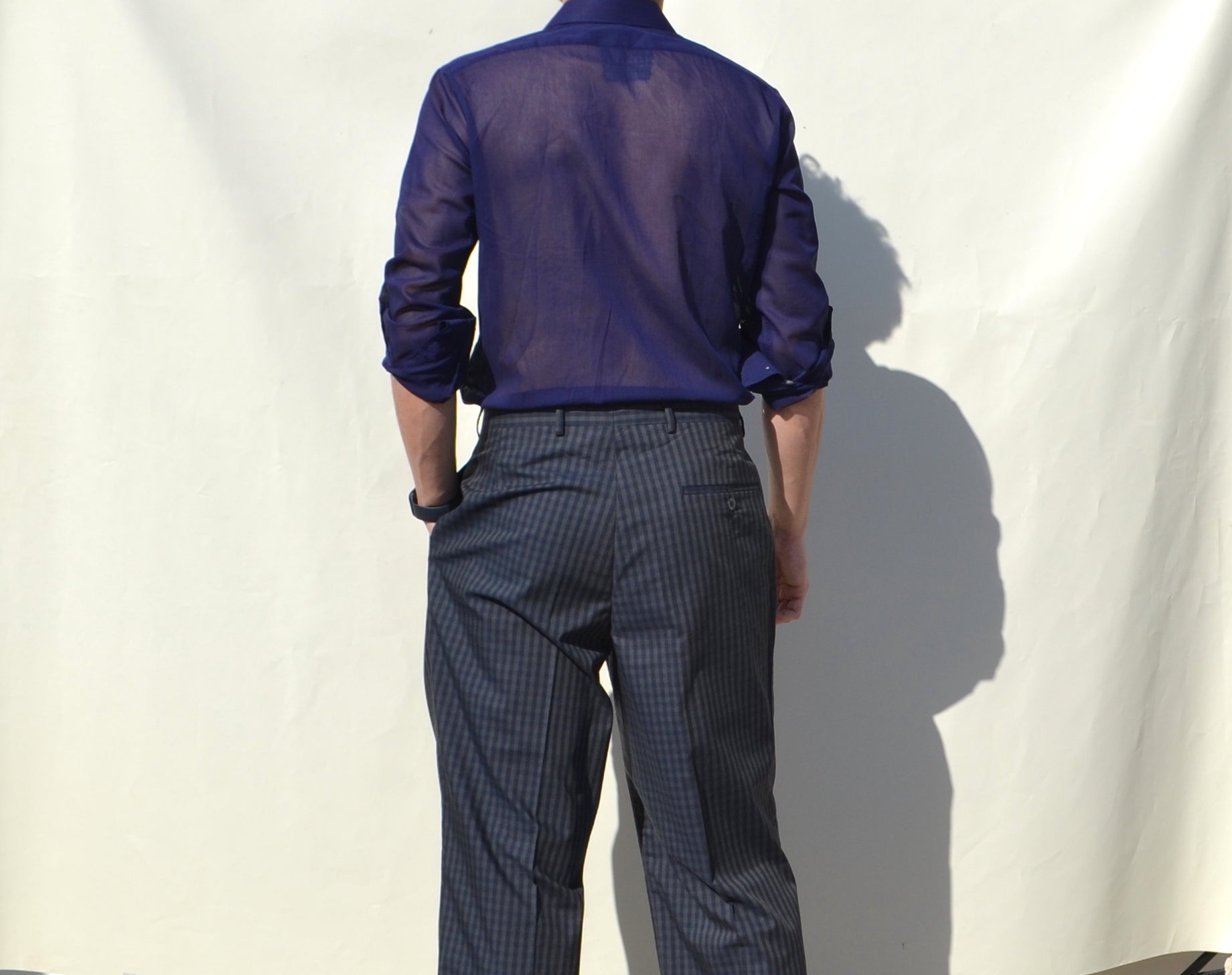 Christian Dior 80s/90s stock blue/gray plaided pants