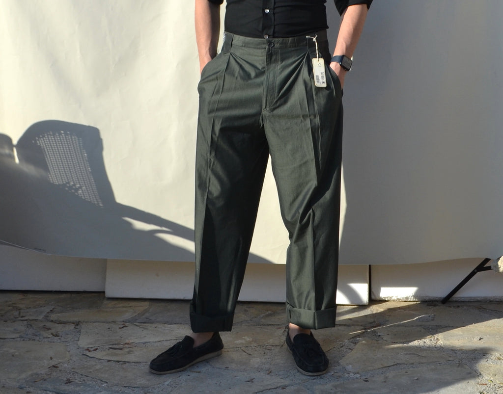 Christian Dior 80s/90s stock olive green shiny pants