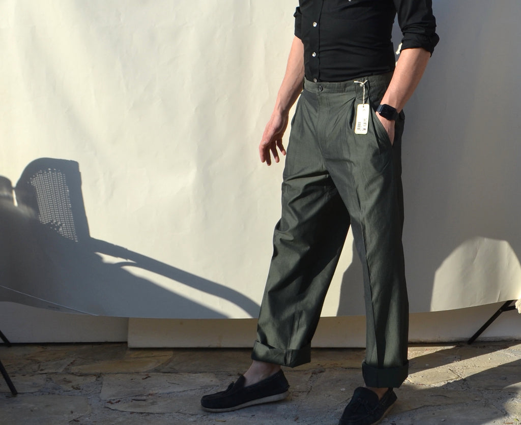 Christian Dior 80s/90s stock olive green shiny pants