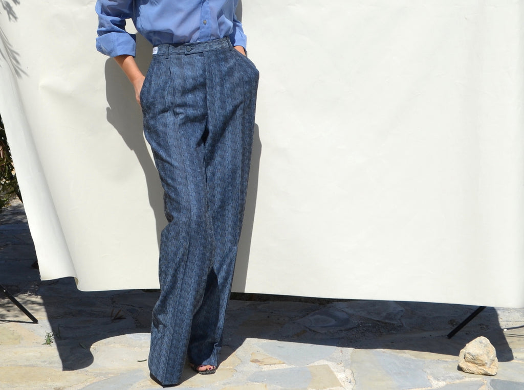 Christian Dior 70s/80s stock jacquard woven pants