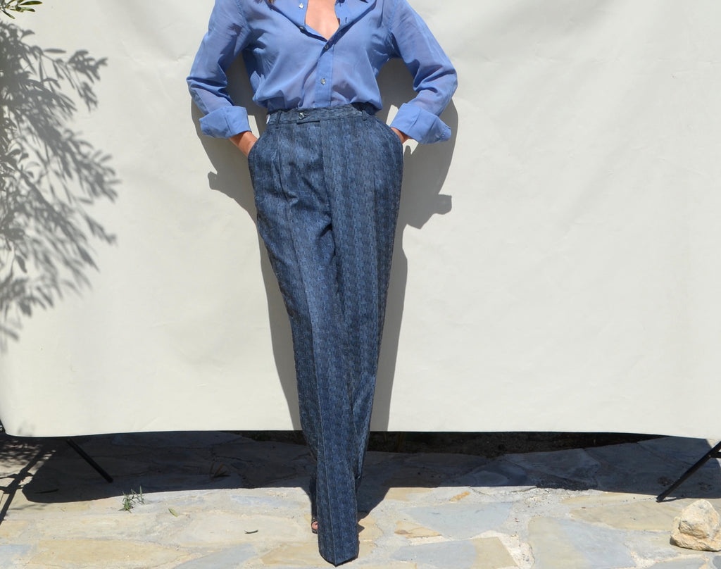 Christian Dior 70s/80s stock jacquard woven pants
