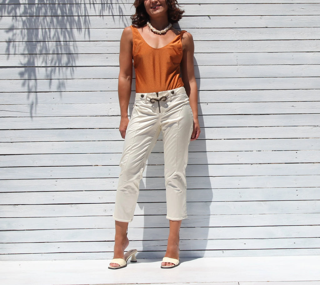 Roberto Cavalli cream capri pants