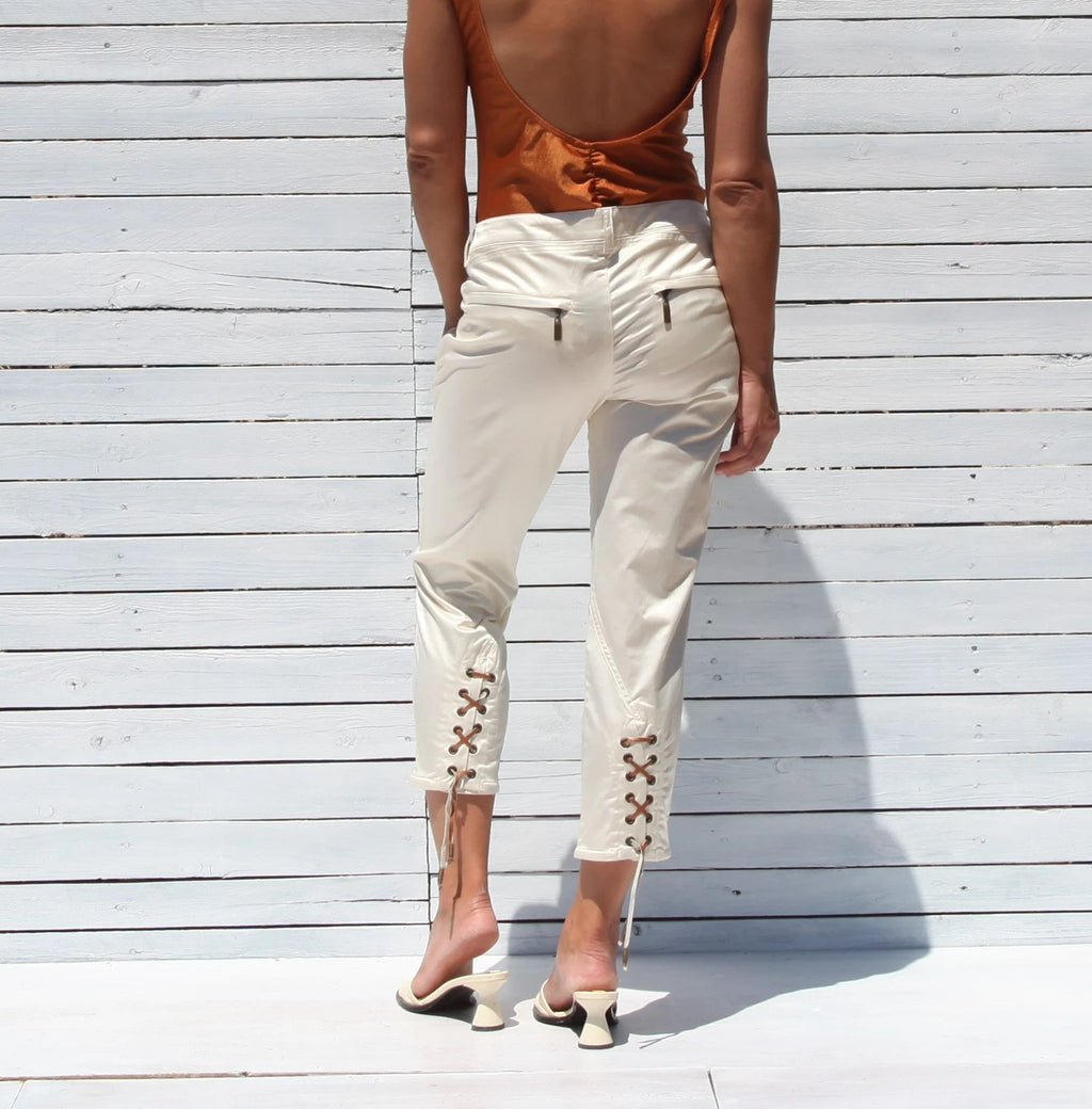 Roberto Cavalli cream capri pants